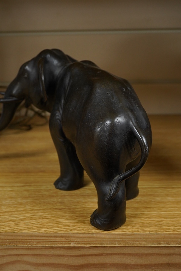 A late 19th century Japanese bronze of an elephant, 26cm